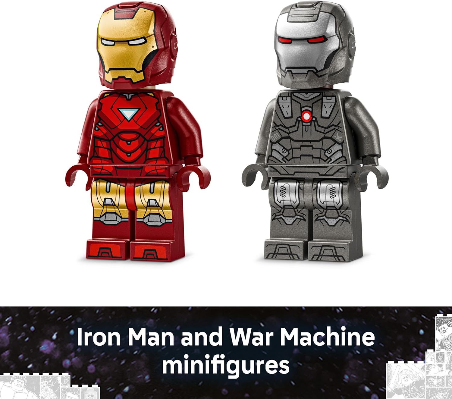 LEGO ǀ Marvel Iron Man & War Machine vs. Hammer Drones - Building Toy with 2 Minifigures & 2 Action Figures with Stud Shooters - Super Hero Gift for 7+ Year Old Boys - 76320
