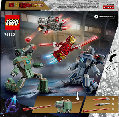 LEGO ǀ Marvel Iron Man & War Machine vs. Hammer Drones - Building Toy with 2 Minifigures & 2 Action Figures with Stud Shooters - Super Hero Gift for 7+ Year Old Boys - 76320