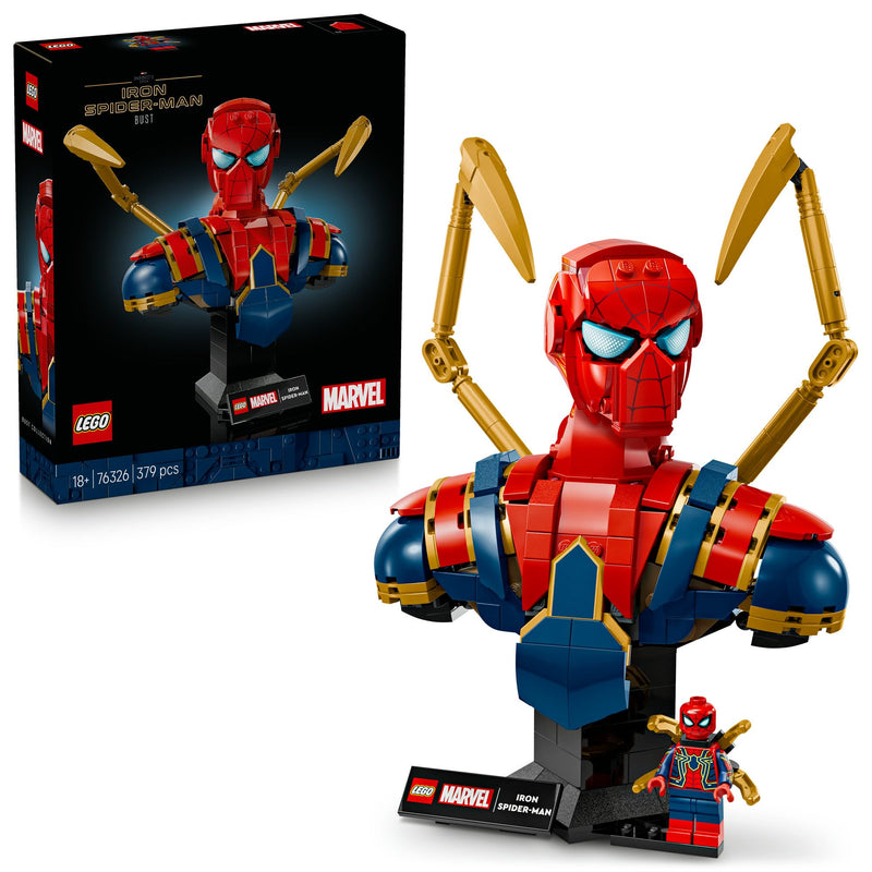 LEGO | Marvel Busto di Iron Spider-Man - Modellino da Esposizione per Adulti con 2 Braccia Mobili, Testa Girevole e Minifigure del Supereroe - Regalo da Collezione per i Fan degli Avengers - 76326