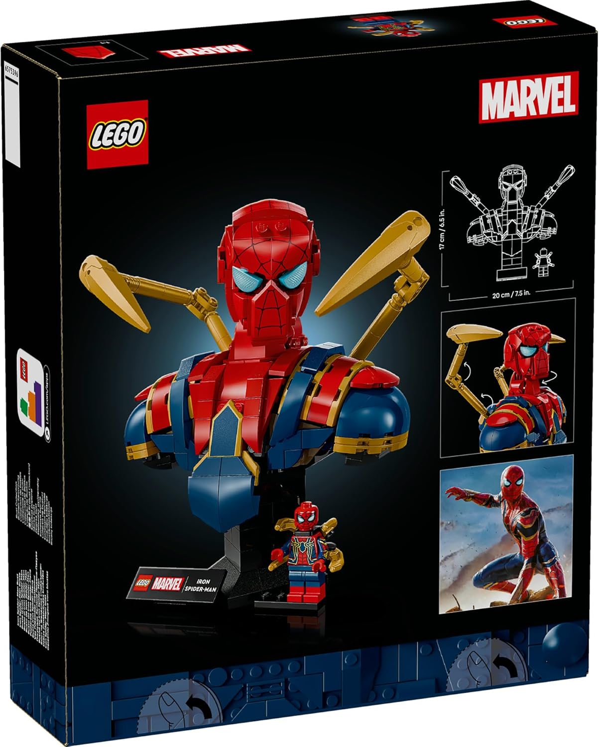 LEGO | Marvel Busto di Iron Spider-Man - Modellino da Esposizione per Adulti con 2 Braccia Mobili, Testa Girevole e Minifigure del Supereroe - Regalo da Collezione per i Fan degli Avengers - 76326