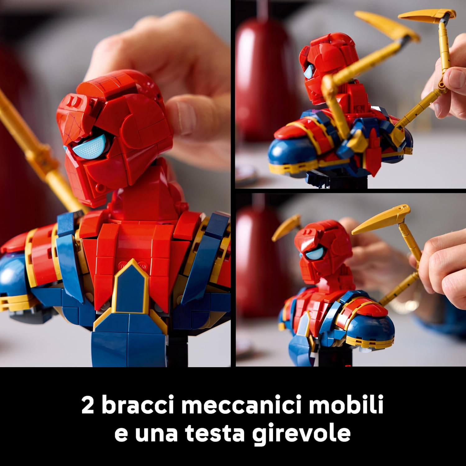LEGO | Marvel Busto di Iron Spider-Man - Modellino da Esposizione per Adulti con 2 Braccia Mobili, Testa Girevole e Minifigure del Supereroe - Regalo da Collezione per i Fan degli Avengers - 76326