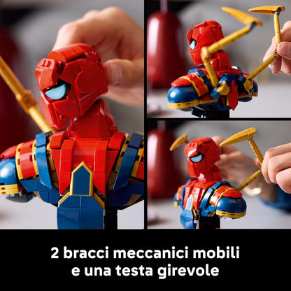 LEGO | Marvel Busto di Iron Spider-Man - Modellino da Esposizione per Adulti con 2 Braccia Mobili, Testa Girevole e Minifigure del Supereroe - Regalo da Collezione per i Fan degli Avengers - 76326