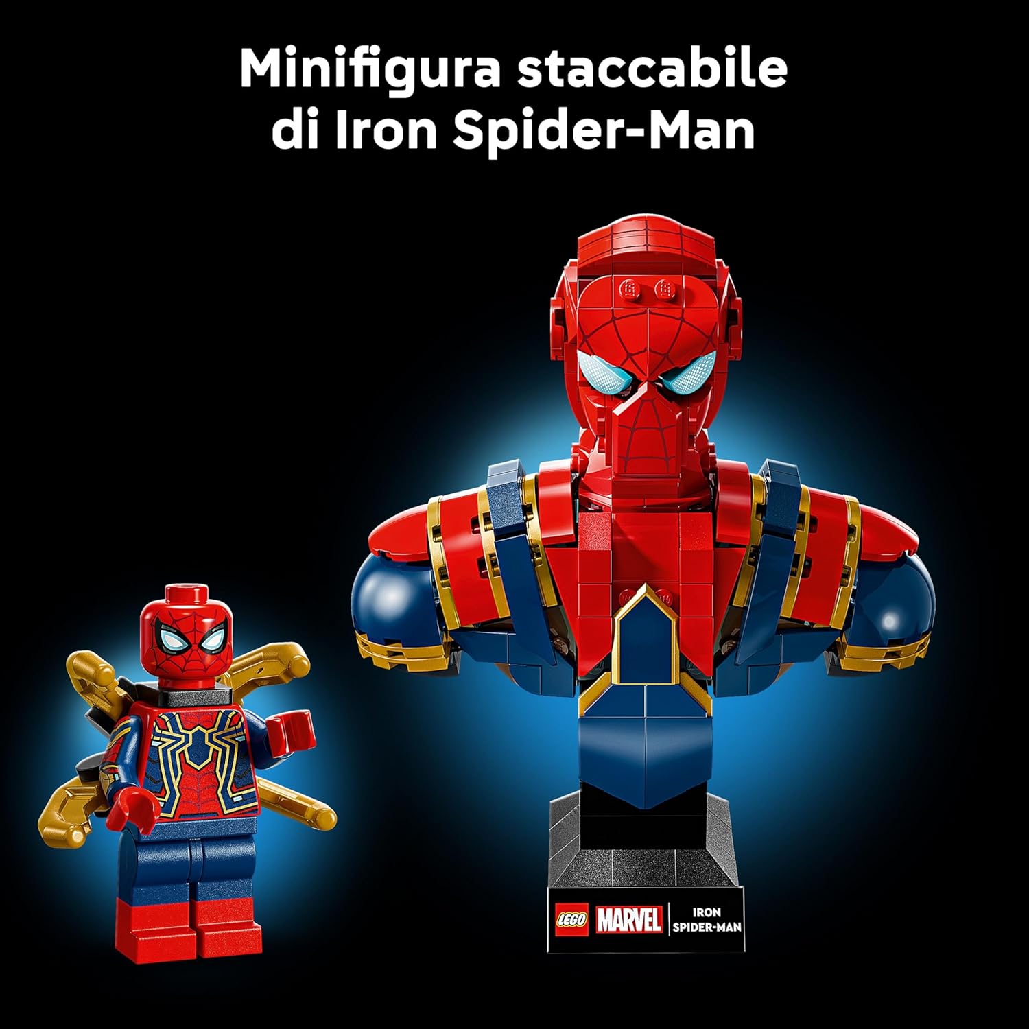 LEGO | Marvel Busto di Iron Spider-Man - Modellino da Esposizione per Adulti con 2 Braccia Mobili, Testa Girevole e Minifigure del Supereroe - Regalo da Collezione per i Fan degli Avengers - 76326