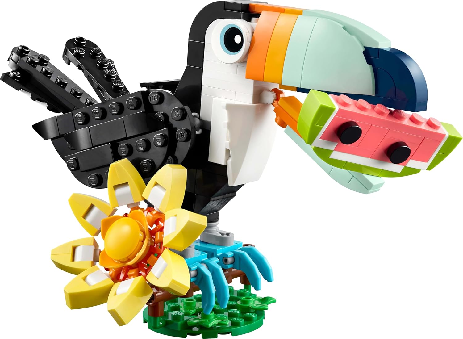 LEGO Creator 3in1 Wild Animals: Tropical Toucan with a Flower - Toy Animal Transforms into a Butterfly Figure or a Tropical Fish - Creative Gift for 7+ Year Old Girls & Boys - 31173