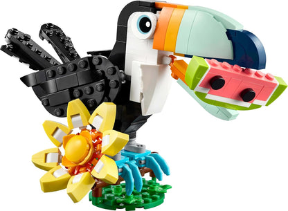 LEGO Creator 3in1 Wild Animals: Tropical Toucan with a Flower - Toy Animal Transforms into a Butterfly Figure or a Tropical Fish - Creative Gift for 7+ Year Old Girls & Boys - 31173