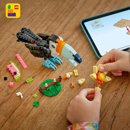 LEGO Creator 3in1 Wild Animals: Tropical Toucan with a Flower - Toy Animal Transforms into a Butterfly Figure or a Tropical Fish - Creative Gift for 7+ Year Old Girls & Boys - 31173
