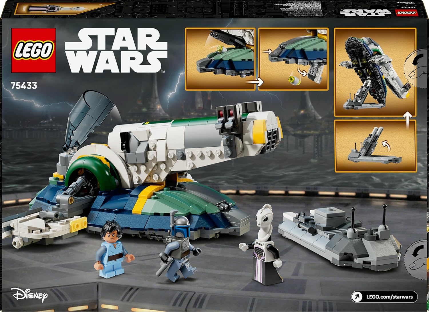LEGO Star Wars 75433 Jango Fett's Starship - Play & Display Toy with Rotating Wings & 3 Minifigures incl. Boba Fett - Attack of the Clones Gift for 9+ Year Old Boys & Fans