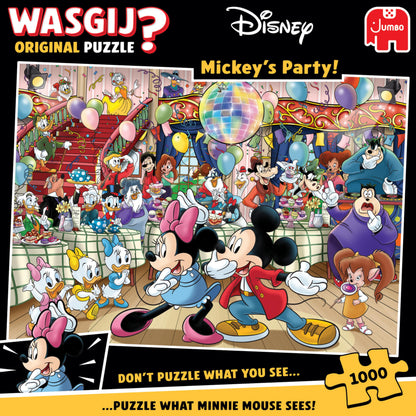 Wasgij Original, Mickey's Party - Disney Themed 1000 Piece Jigsaw Puzzles for Adults - Colourful, Fun, Challenging & Brainteasing 1000 Pc Adults Jigsaw Puzzle - 100% Recycled Cardboard - Jumbo