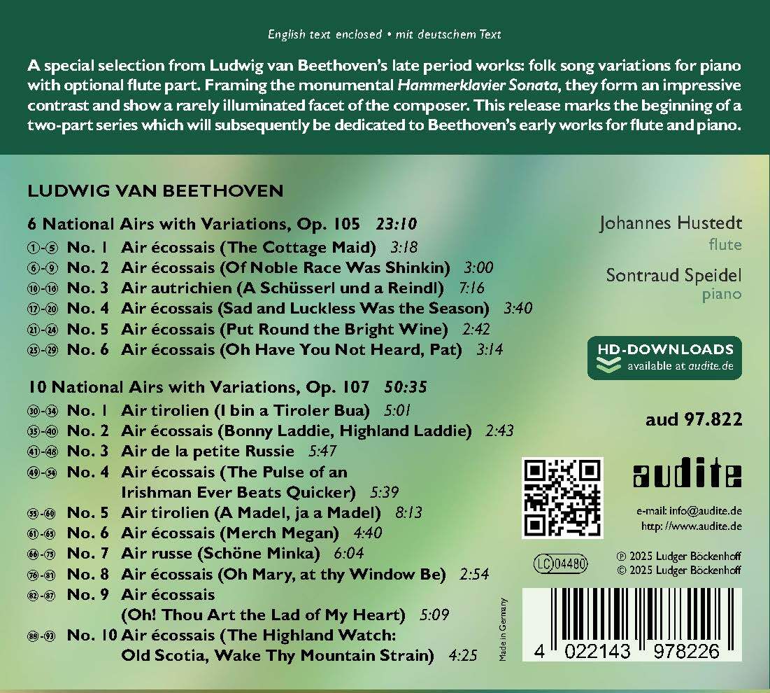 Beethoven: Late Works for Flute & Piano: National Airs With Variations, Op. 105 & Op. 107