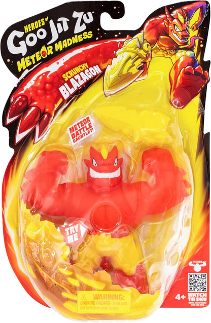 Heroes of Goo Jit Zu Meteor Madness, Stretchy Blazagon Action Figure, With Unique Scrunchy Goo Filling & Battle Gauntlet