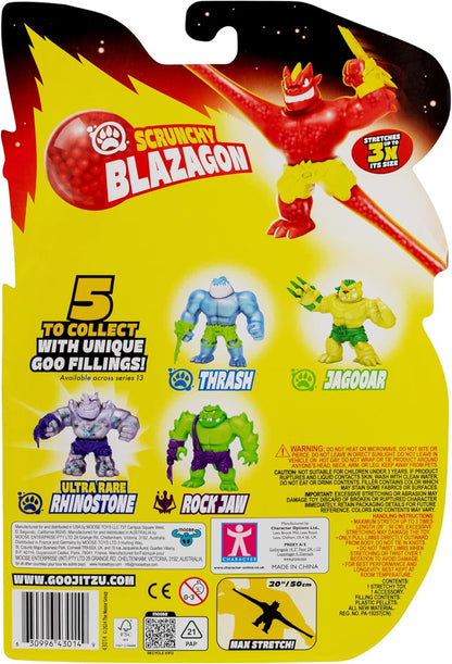 Heroes of Goo Jit Zu Meteor Madness, Stretchy Blazagon Action Figure, With Unique Scrunchy Goo Filling & Battle Gauntlet