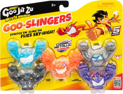 Heroes of Goo Jit Zu Meteor Madness GOO-Slingers, dehne und katapultiere Deine Figuren in die Schlacht für blitzschnelle Blast-Action, 5er-Packung, sammle GOO-Slingers Hyper Blast &