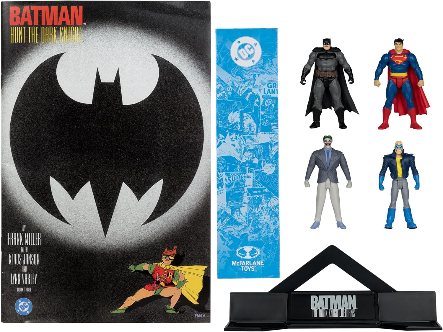 McFarlane DC Direct Page Punchers 4pk Batman, Son of Batman, Superman & The Joker (The Dark Knight Returns) Gold Label 3in Figures with Comic Toys
