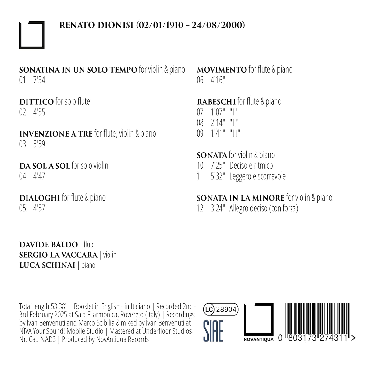 Renato Dionisi: Contrasti