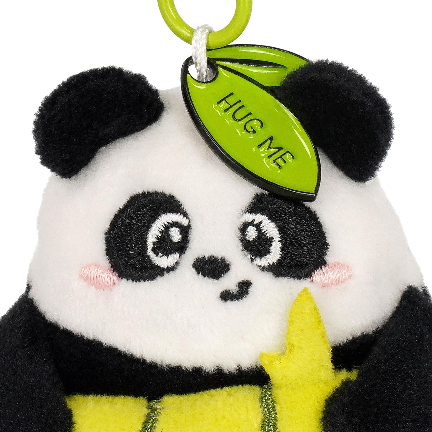 Legami - Super Soft Keyring! Plush Keyring, Pendant with Engraved Message and Zinc Carabiner, Black, S, Panda