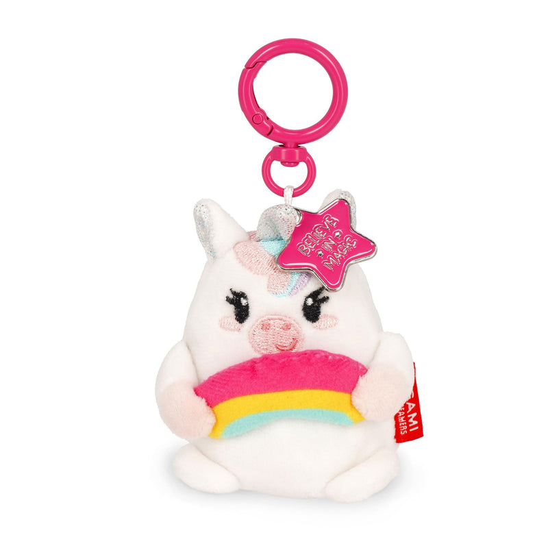 Legami - Super Soft Keyring! Plush Keyring, Pendant with Engraved Message and Zinc Carabiner, White, S, UNICORN