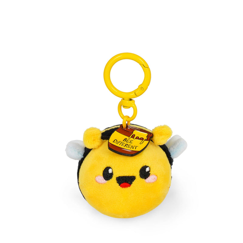 Legami - Super Soft! Bee-Themed Keychain, Plush Keychain, Pendant with Engraved Message and Zinc Carabiner, 7 x 11 cm, yellow, S