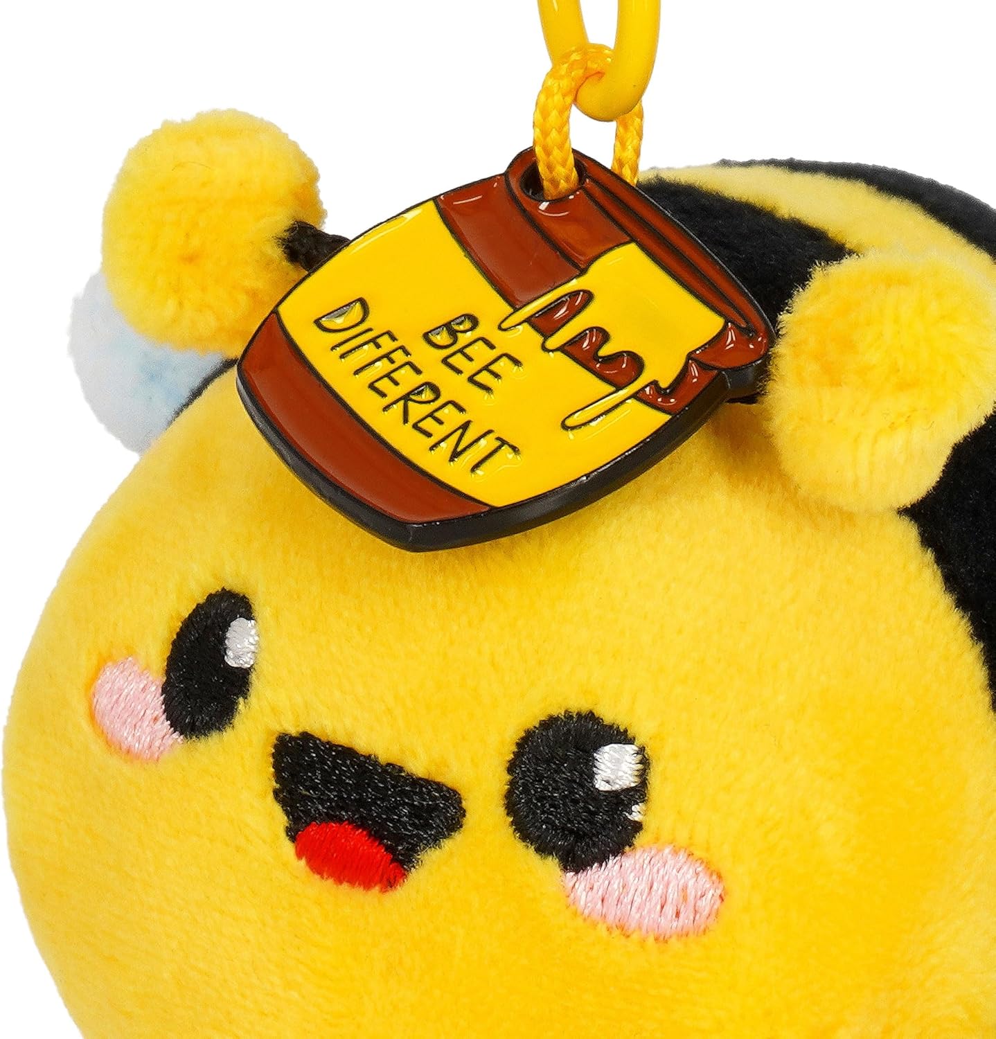 Legami - Super Soft! Bee-Themed Keychain, Plush Keychain, Pendant with Engraved Message and Zinc Carabiner, 7 x 11 cm, yellow, S