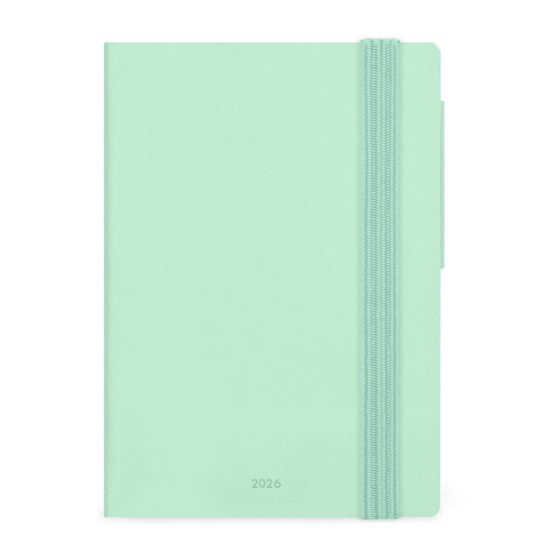 Legami - 2026 Small Daily Diary, Pastel Mint, 12 Months, Elastic Closure, Diary from January 2026 to December 2026, in FSC Certified Paper, 9.5 x 13.5 cm