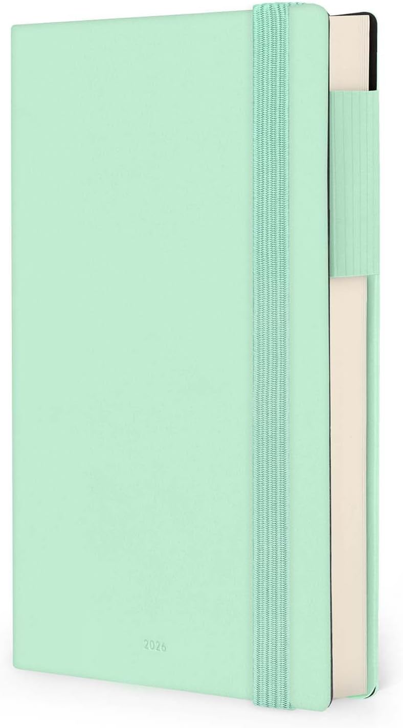 Legami - Medium 2026 Daily Diary, Pastel Mint, 12 Months, Elastic Closure, Diary from January 2026 to December 2026, in FSC Certified Paper, 12 x 18 cm