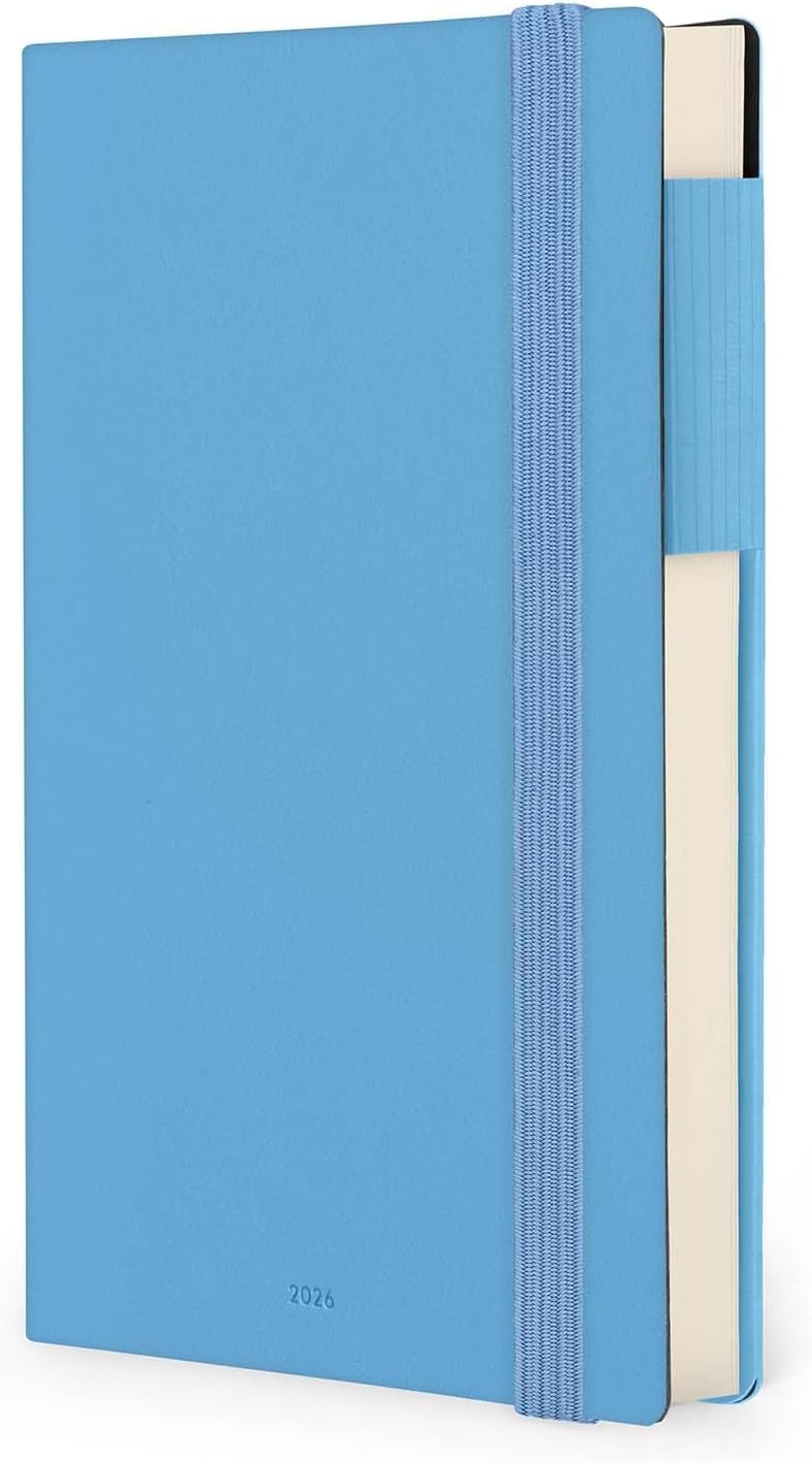 Legami - Medium 2026 Daily Diary, Retro Blue, 12 Months, Elastic Closure, Diary from January 2026 to December 2026, in FSC Certified Paper, 12 x 18 cm