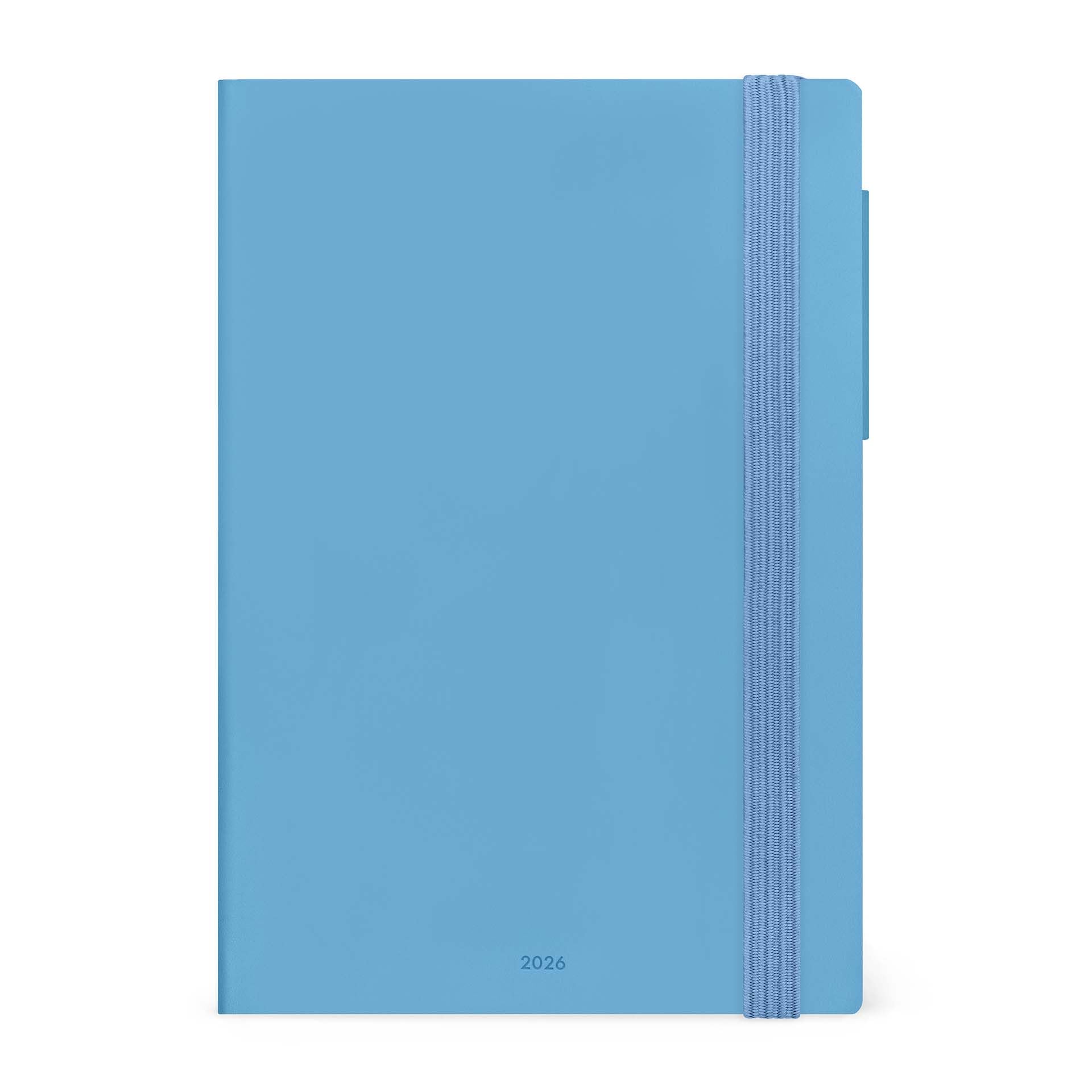 Legami - Medium 2026 Daily Diary, Retro Blue, 12 Months, Elastic Closure, Diary from January 2026 to December 2026, in FSC Certified Paper, 12 x 18 cm