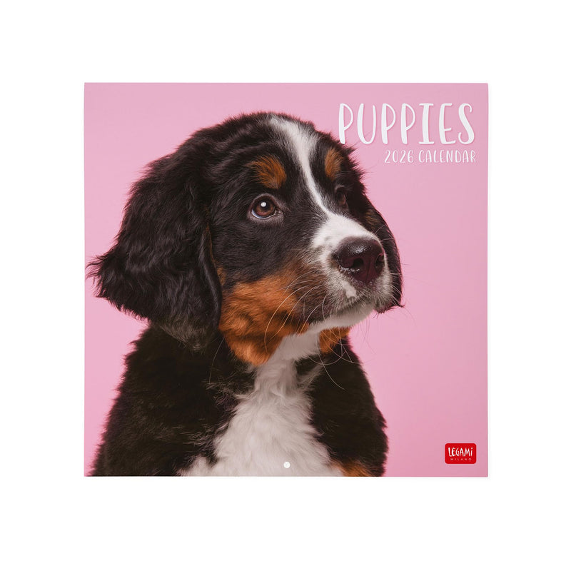 Legami - 2026 Wall Calendar, Puppies, Large Wall Calendar, 12 Months and Year Planner in 6 Languages, Space for Notes, Zodiac Signs, International Holidays, 30 x 29 cm