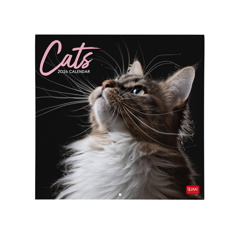 Legami - 2026 Wall Calendar, Cats Large Wall Calendar, 12 Months and Yearly Planner, in 6 Languages, Space for Notes, Zodiac Signs, International Holidays, 30 x 29 cm