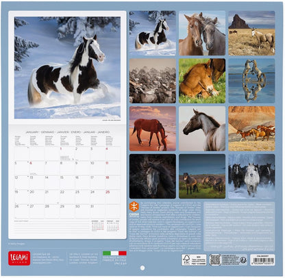 Legami - 2026 Wild Horses Wall Calendar, Large Wall Calendar, 12 Months and Year Planner, in 6 Languages, Space for Notes, Zodiac Signs, International Holidays, 30 x 29 cm