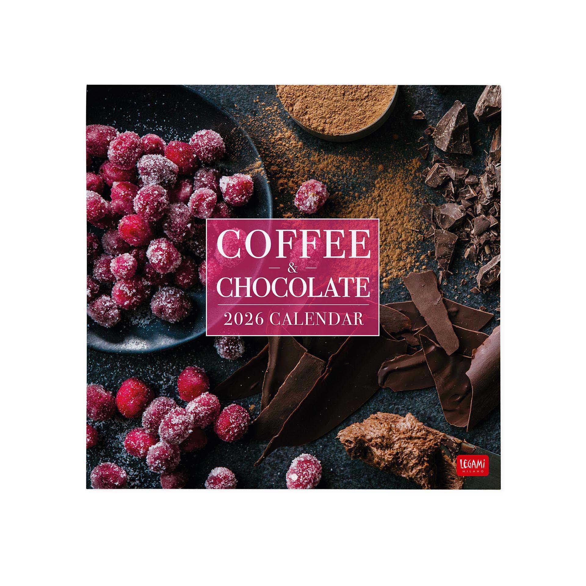 Legami - Coffee & Chocolate Wall Calendar 2026, Large Wall Calendar 12 Months and Year Planner in 6 Languages, Space for Notes, Zodiac Signs, International Holidays, 30 x 29 cm