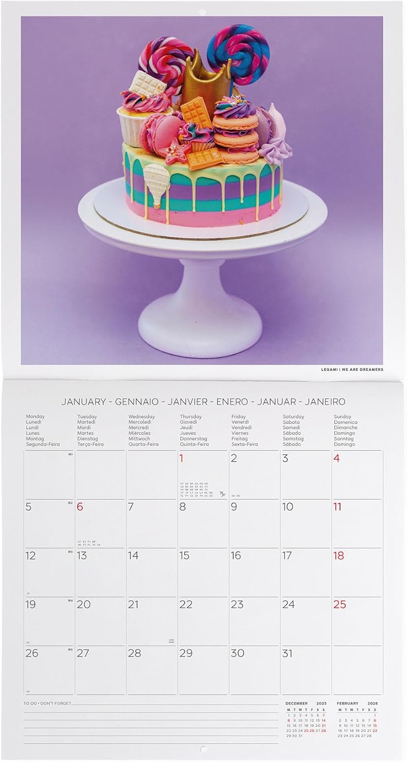 Legami - Wall Calendar 2026, Live Colourfully, Large Wall Calendar, 12 Months and Year Planner in 6 Languages, Space for Notes, Zodiac Signs, International Holidays, 30 x 29 cm