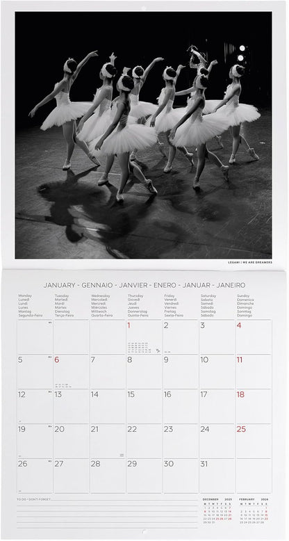 Legami - 2026 Wall Calendar, Ballet Large Wall Calendar, 12 Months and Year Planner, in 6 Languages, Space for Notes, Zodiac Signs, International Holidays, 30 x 29 cm
