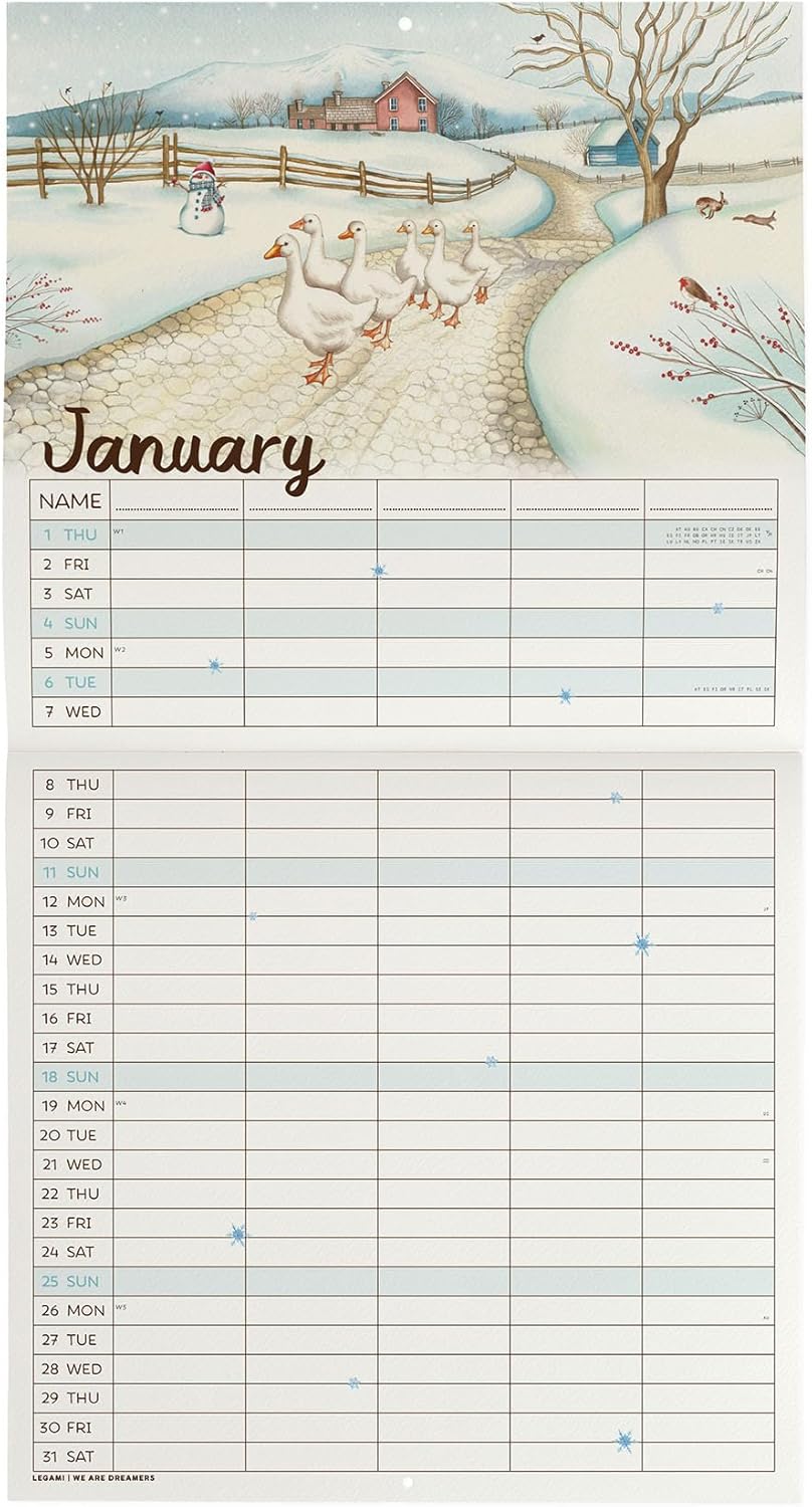 Legami - Wall Calendar 2026, Home Sweet Home, Large Wall Calendar 12 Months and Year Planner in English, Space for Notes, Zodiac Signs, International Holidays, 30 x 29 cm