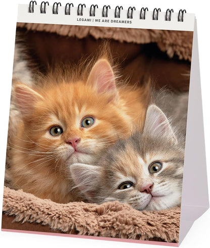 Legami - Desk Calendar 2026, Kittens, Desk Calendar, 12 Months and Yearly Planner, in 6 Languages, Zodiac Signs, International Holidays, 12 x 14.5 cm