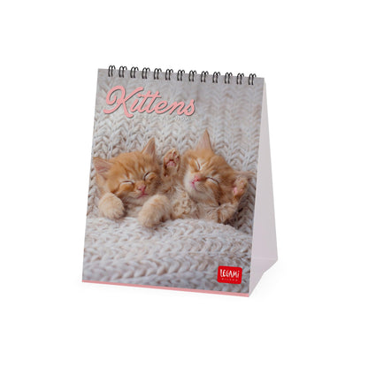 Legami - Desk Calendar 2026, Kittens, Desk Calendar, 12 Months and Yearly Planner, in 6 Languages, Zodiac Signs, International Holidays, 12 x 14.5 cm
