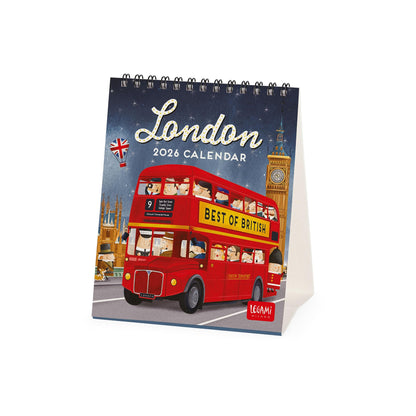 Legami - Desk Calendar 2026, London, Desk Calendar, 12 Months and Yearly Planner, in 6 Languages, Zodiac Signs, International Holidays, 12 x 14.5 cm
