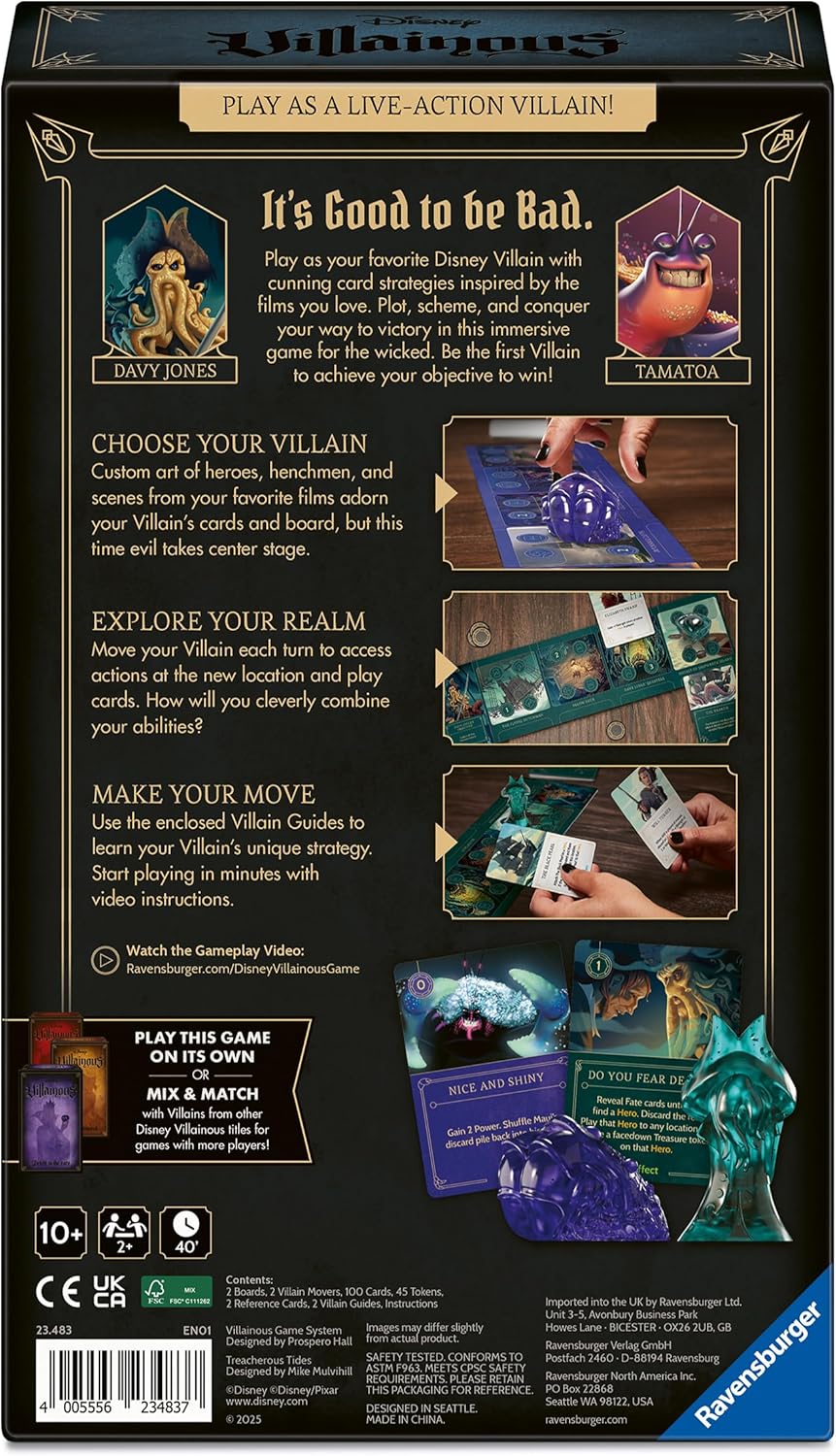 Ravensburger Disney Villainous Game – Treacherous Tides Strategy Family Board Games for Adults & Kids Age 10 Years Up - 2 to 3 Players
