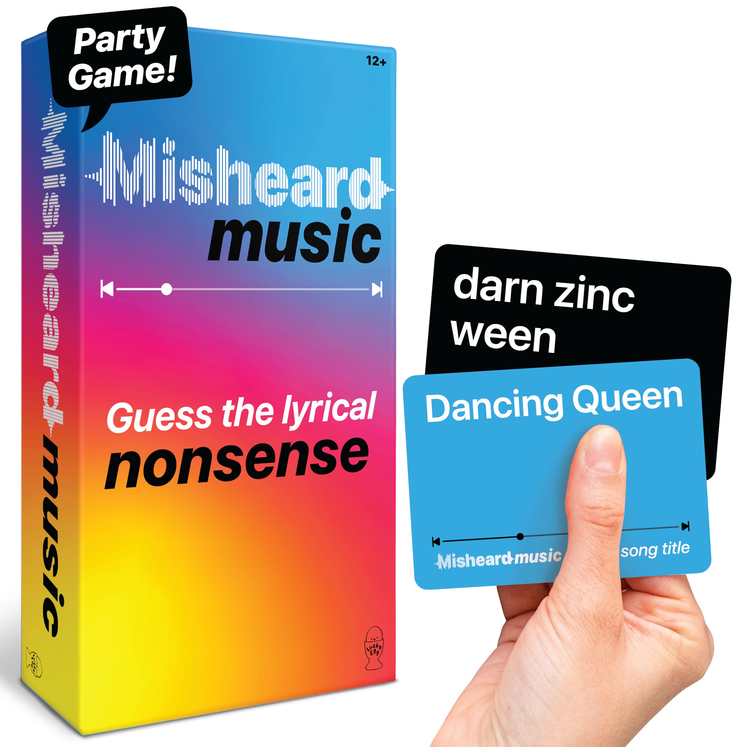 Lucky Egg Misheard Music Game – Guess the Song or Artist w/ 500 Lyrical Nonsense Cards – Hilarious Family Games for Kids and Adults – Play in Teams – Fun Music Games for Karaoke & Party Entertainment