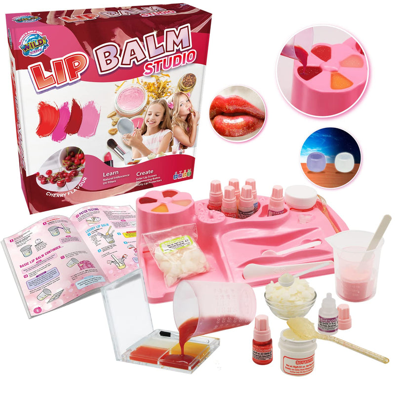 WILD! Science Lip Balm Studio - Lip Gloss Set - Make Your Own Lip Balm Science kit - Great Creative gifts for girls age 8-9-10-11-12+ - Explore and Learn Cosmetic Science in this Lip Gloss Making Kit