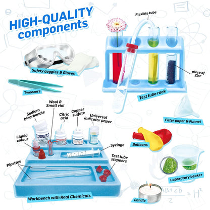 WILD ENVIRONMENTAL SCIENCE TEST TUBE CHEMISTRY LAB Age 8+ | Kids Toys for Science Experiments | Hands-On Lessons in Chemistry | Safe & Fun Educational Kit for Budding Chemists | For boys and girls +