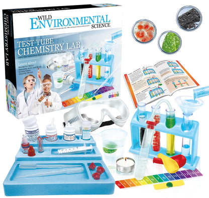 WILD ENVIRONMENTAL SCIENCE TEST TUBE CHEMISTRY LAB Age 8+ | Kids Toys for Science Experiments | Hands-On Lessons in Chemistry | Safe & Fun Educational Kit for Budding Chemists | For boys and girls +