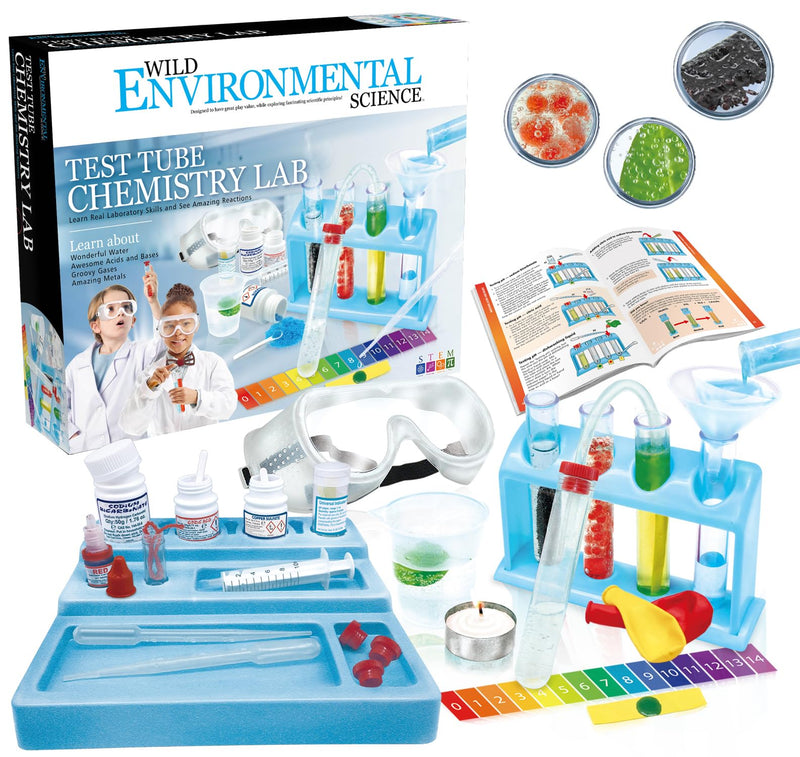WILD ENVIRONMENTAL SCIENCE TEST TUBE CHEMISTRY LAB Age 8+ | Kids Toys for Science Experiments | Hands-On Lessons in Chemistry | Safe & Fun Educational Kit for Budding Chemists | For boys and girls +