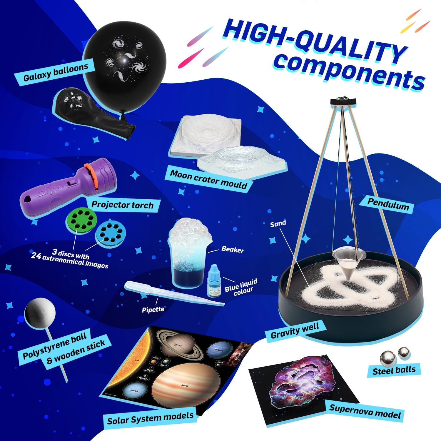 Wild Environmental Science KIDS SPACE KIT - Explore Black Holes Age 8+ & Stellar Experiments - Fun Science Experiments for Kids - Build Planets & Stars - Space Toys & Kids Activities - Ages 8 +
