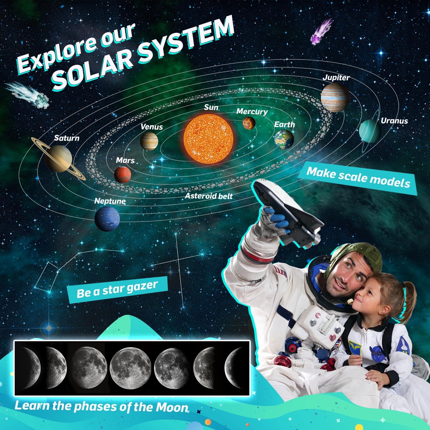 Wild Environmental Science KIDS SPACE KIT - Explore Black Holes Age 8+ & Stellar Experiments - Fun Science Experiments for Kids - Build Planets & Stars - Space Toys & Kids Activities - Ages 8 +