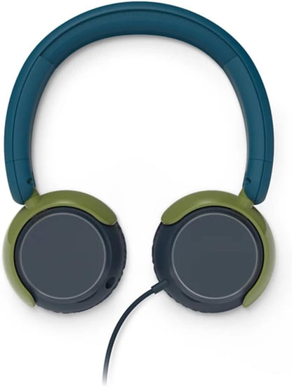Philips TAK2000CT 2000 Series - Cuffie pieghevoli per bambini, con cavo, volume limitato, condivisione audio, 3,5 mm e cavo USB-C inclusi, colore: verde acqua