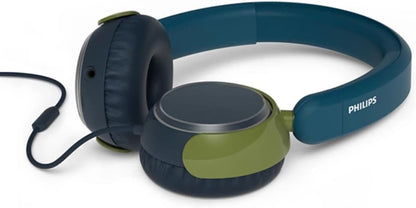 Philips TAK2000CT 2000 Series - Cuffie pieghevoli per bambini, con cavo, volume limitato, condivisione audio, 3,5 mm e cavo USB-C inclusi, colore: verde acqua