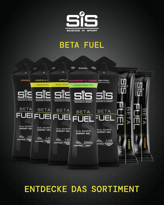 Beta Fuel Energy Gel + Electrolyte - box of 6 gels - raspberry and lemon