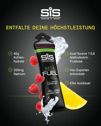 Beta Fuel Energy Gel + Electrolyte - box of 6 gels - raspberry and lemon