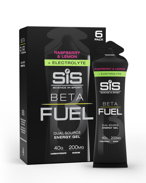 Beta Fuel Energy Gel + Electrolyte - box of 6 gels - raspberry and lemon