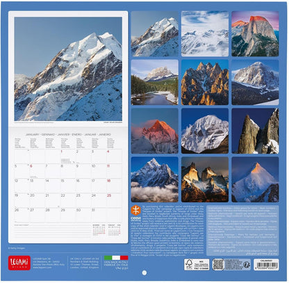 Legami - 2026 Wall Calendar, Mountains, Large Wall Calendar, 12 Months and Year Planner, in 6 Languages, Space for Notes, Zodiac Signs, International Holidays, 30 x 29 cm